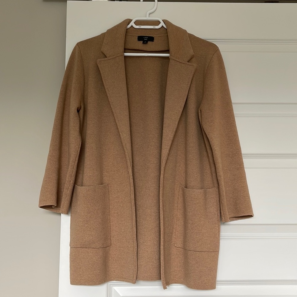 JCrew Sophie sweater blazer, beige, good used condition. Sz S